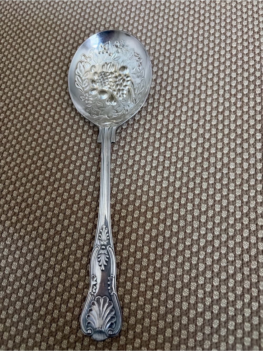 Vintage W.A. EPNS England Ornate Fruit Berry Serving Spoon Silver Plate
